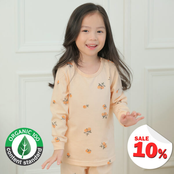 ชุดนอนเด็กแขนยาวขายาว 25ss/Organic Orange