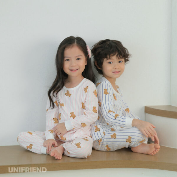 25ss/ชุดนอนแขนยาวขายาว Teddy bear (BLUE)