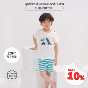 ชุดเสื้อแขนสั้นและกางเกงขาสั้น 5 ส่วน 25ss  Slub Cotton Crong Land