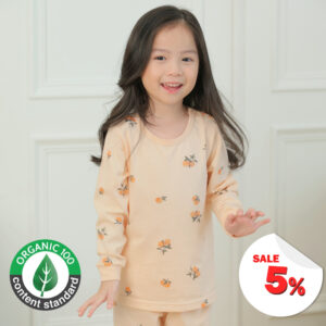 ชุดนอนเด็กแขนยาวขายาว 25ss/Organic Orange