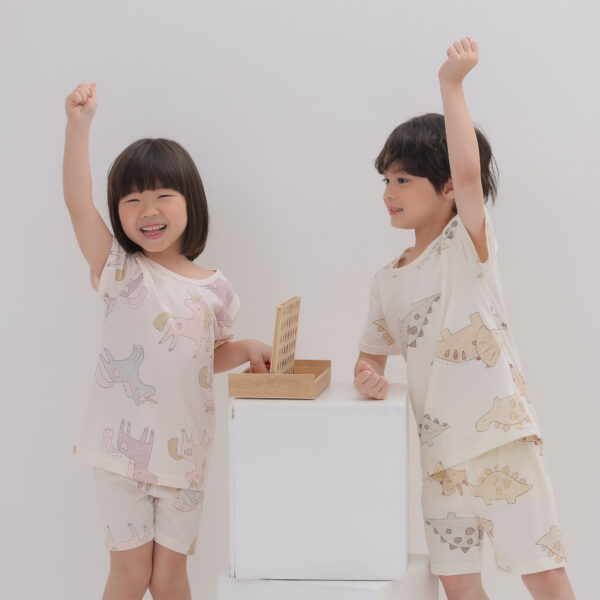 ชุดเสื้อแขนสั้นและกางเกงขาสั้น 5 ส่วน 25ss Organic Cotton Pinky Unicorn