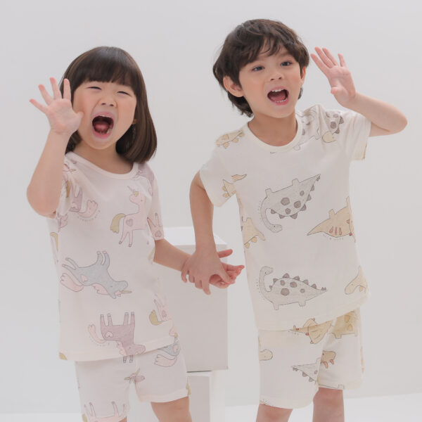 ชุดเสื้อแขนสั้นและกางเกงขาสั้น 5 ส่วน 25ss Organic Cotton Pinky Unicorn