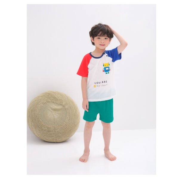 ชุดเสื้อแขนสั้นและกางเกงขาสั้น 5 ส่วน 25ss Cotton Jacquard Robot