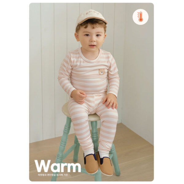 25FW/ ชุดนอนเด็ก ชุดตัวในเด็ก Peach Warm Bear