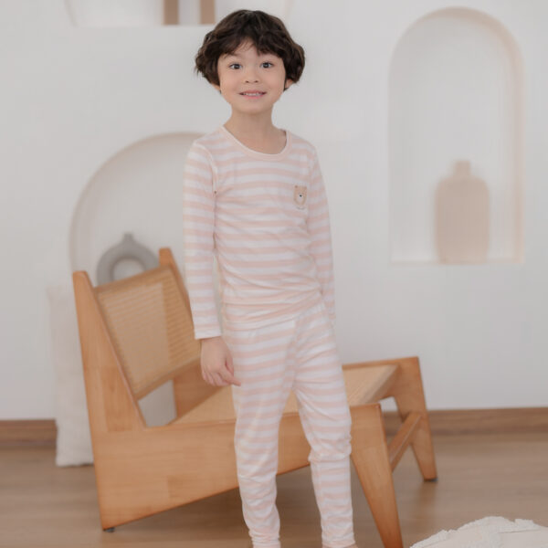 25FW/ ชุดนอนเด็ก ชุดตัวในเด็ก Peach Warm Bear