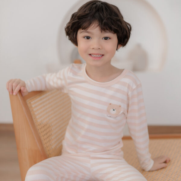 25FW/ ชุดนอนเด็ก ชุดตัวในเด็ก Peach Warm Bear