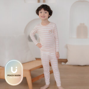 xd1 25FW/ ชุดนอนเด็ก ชุดตัวในเด็ก Peach Warm Bear