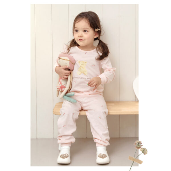 55 26SS/ชุดนอนเด็กแขนยาวขายาว Organic Cotton Cherry Bear