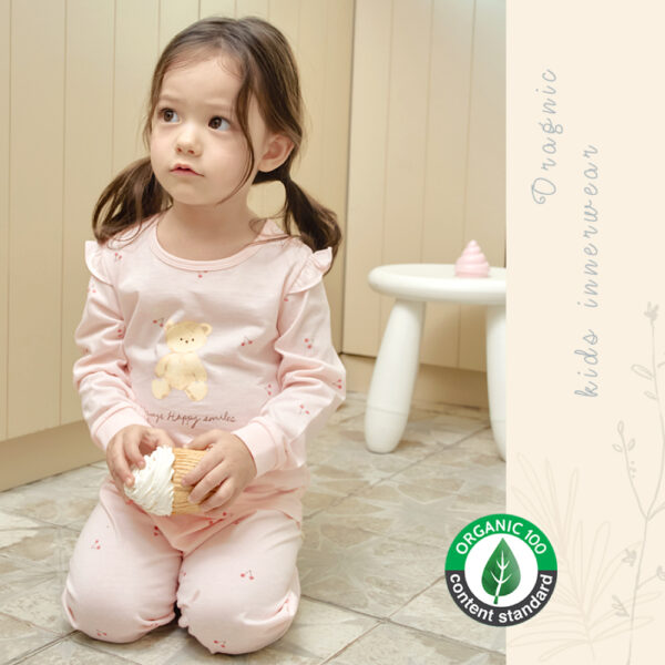 jyj 26SS/ชุดนอนเด็กแขนยาวขายาว Organic Cotton Cherry Bear