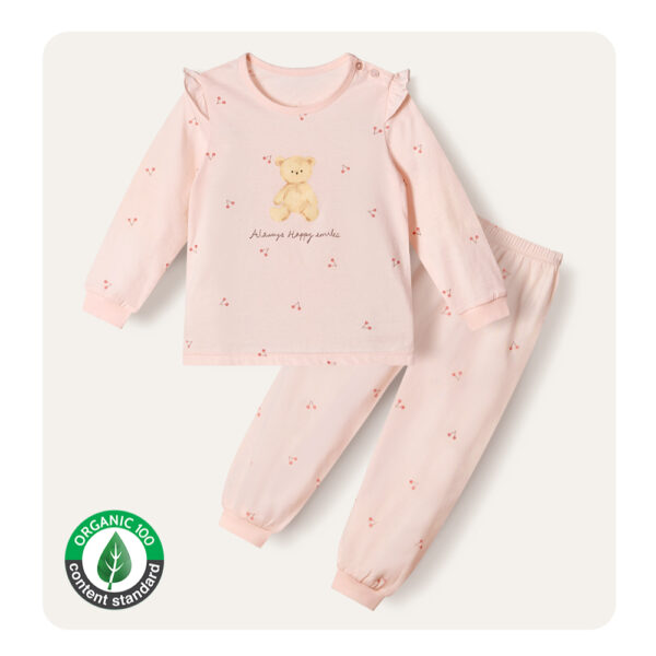 ru6 26SS/ชุดนอนเด็กแขนยาวขายาว Organic Cotton Cherry Bear