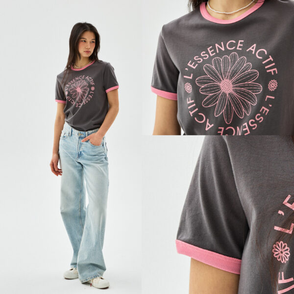 เสื้อยืด Mardi Mercredi SLIM RINGER T-SHIRT ACTIF EMBLEM